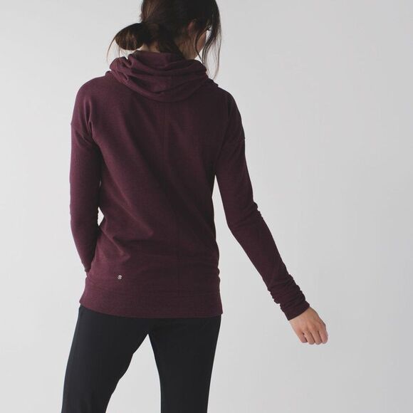 Lululemon Stress Less Hoodie Heathered Bordeaux Drama Burgundy Size 4 - Picture 2 of 8